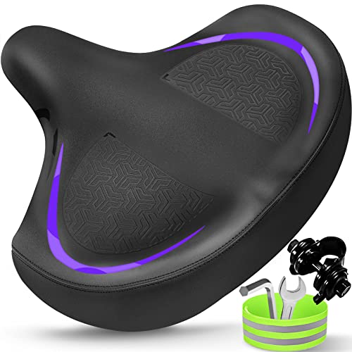 Twomaples Purple Extra Wide Bike Seat for Peloton & All Bikes - Ultra Comfort Oversized Saddle