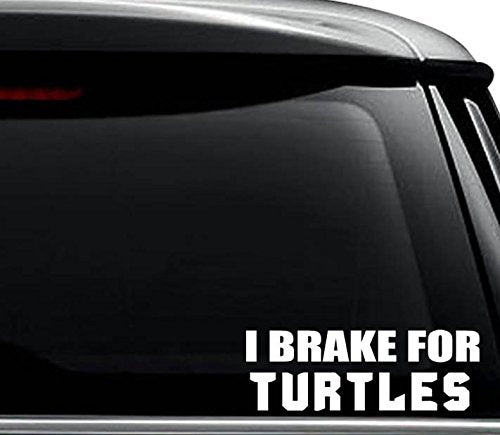 I Brake For Turtles Decal Sticker - 6 Inch Gloss White