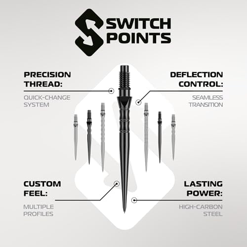 Winmau 26mm Groove Silver Carbon Steel Dart Tips Threaded Rapid-Change Set