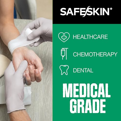 SAFESKIN Nitrile Exam Gloves Disposable Powder-Free Gloves for Medical, Dental, Cleaning, Cooking, Chemotherapy, 3.5 Mil Gray
