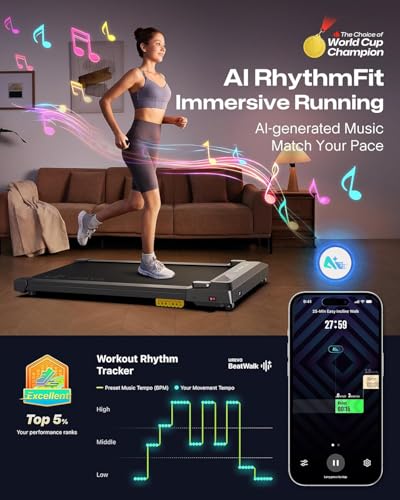 Smart Walking Pad Treadmill with App Control - Black