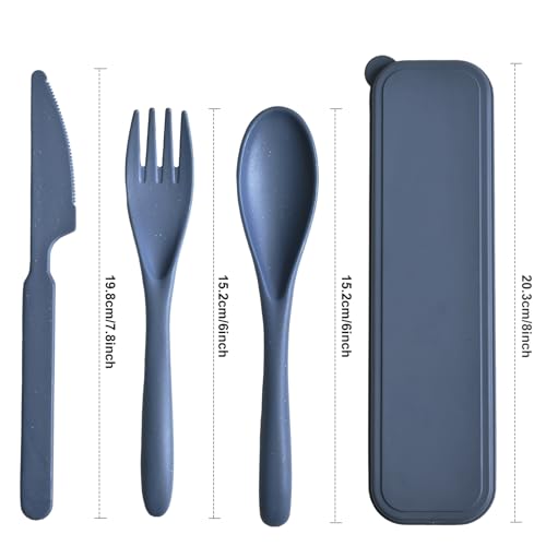 Reusable Utensils Set with Case - 4 Sets for Travel & Camping