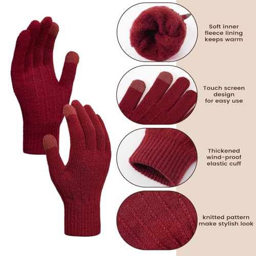 Winter Beanie Hat Scarf Gloves Set for Women - Black