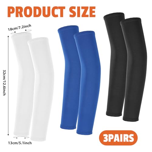 Kids Arm Sleeves - Breathable Elastic Ice Sleeves for Sports - Black, White & Blue
