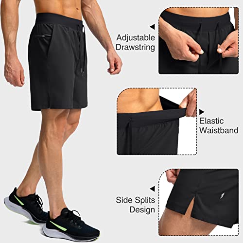 Men's Quick-Dry Running Shorts with Zipper Pockets - 9/7/5 Inch