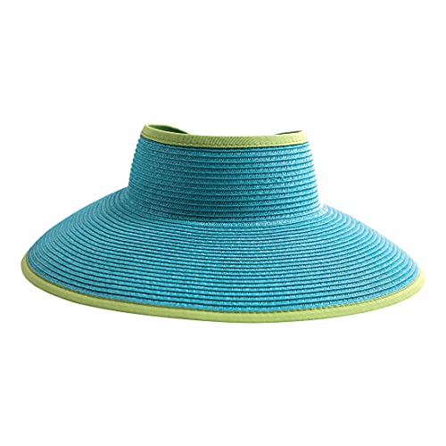 Ultrabraid Large Brim Summer Visor Hat - Aqua Lime, One Size