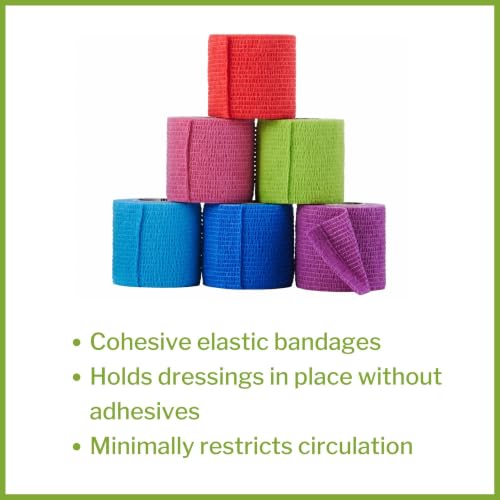 McKesson Elastic Cohesive Bandage 2 in Self-Adhesive, Non-Sterile, Blue/Red 1 ct