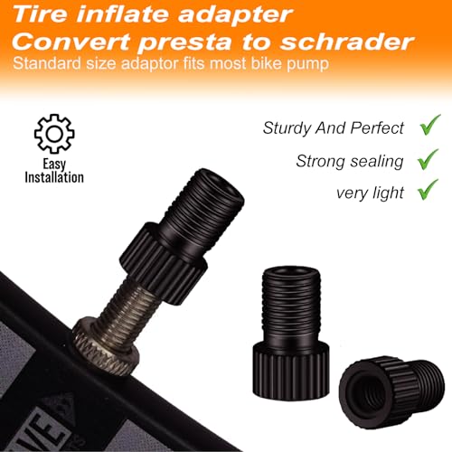 Presta to Schrader Valve Adapter for Bicycle - Aluminum, 5pcs - Black