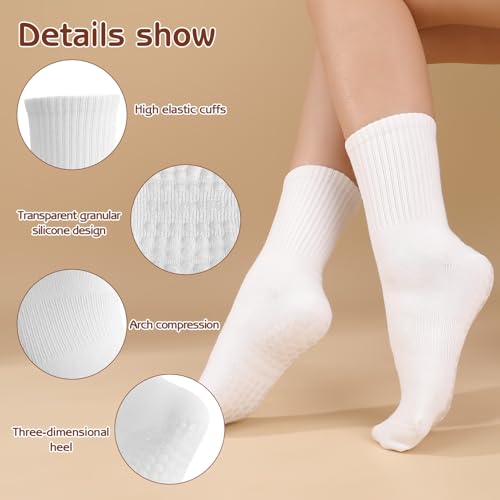 Non-Slip Pilates Socks with Grips for Women - 6 Pairs