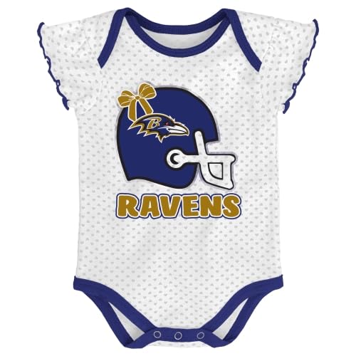 NFL Baby Bodysuit 3-Pack - Short Sleeve - Baltimore Ravens - 12 Months