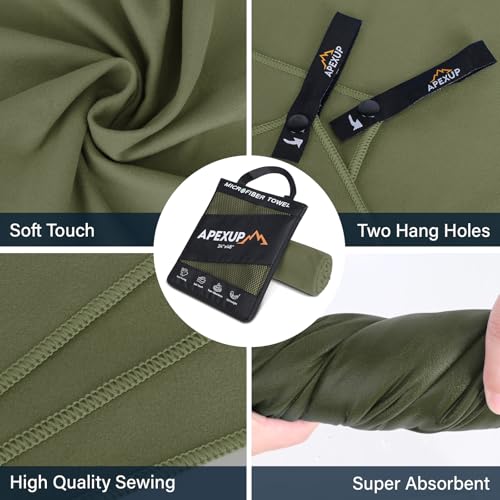 Microfiber Travel Towel - Ultra Absorbent Quick Dry - 24"×12" Army Green