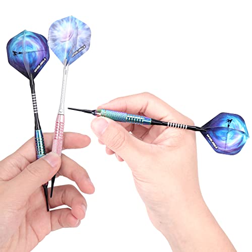 WIN.MAX Darts Soft Tips 12 Pcs for Electronic Dart Boards Pink Silver Rainbow Variants