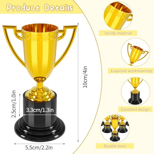 Mini Plastic Trophies - 4 Inch Awards for Kids - 6 Count