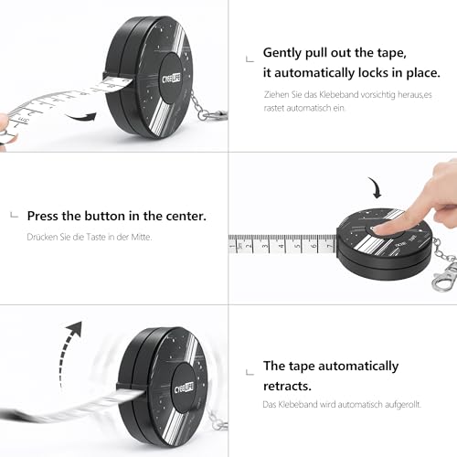 Retractable Dartboard Oche Tape Measure - 3m with Metal Ring