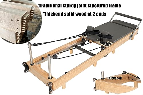 Wood Pilates Reformer Machine with Tower - Foldable Home Equipment