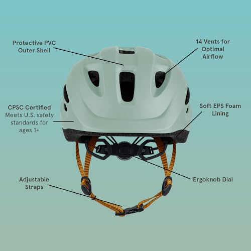 Toddler Bike Helmet - Matte Matcha Bloom, Adjustable Fit, Multi-Sport