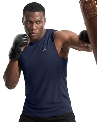 Men's Breathable Mesh Tank Top 3-Pack - Large, Black/Dark Grey/Navy