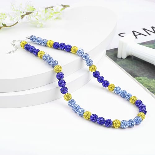 Beaded Baseball Necklace - 16-20in Ice Blue/Yellow/Blue