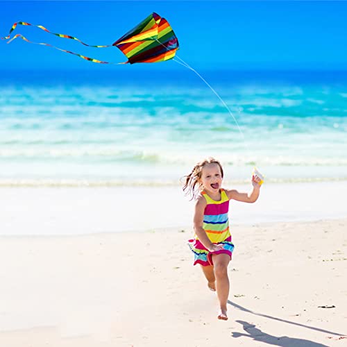 HENGDA Rainbow Parafoil Kite for Kids & Adults - with 700ft Reel String, Easy Fly, No Assembly, Beach Fun (Variation: rainbow kite)