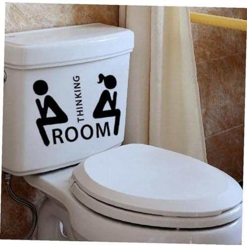 Thinking Toilet Decals Wall Decor, Funny Removable Thinking Room Ladies Gents Stickers Mural for Washroom Bathroom Wc Sign Home Decoration