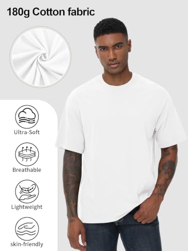KEEPSHOWING Mens Oversized Short Sleeve T-Shirts Cotton Loose Fit Tees