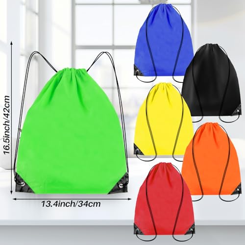 Waterproof Drawstring Backpacks - 6-Pack Cinch Gym Bags