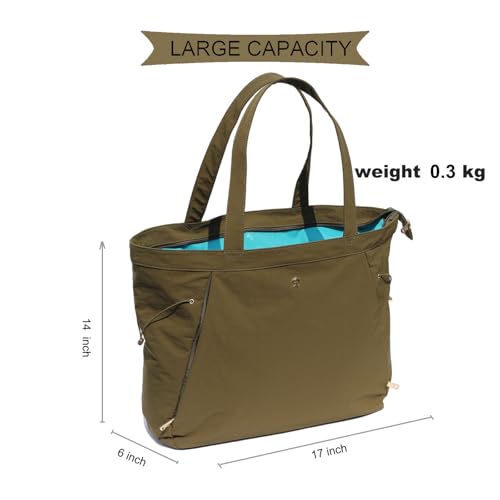 Yoga Tote Bag for Women - Nylon Dark Green Drawstring Carryall