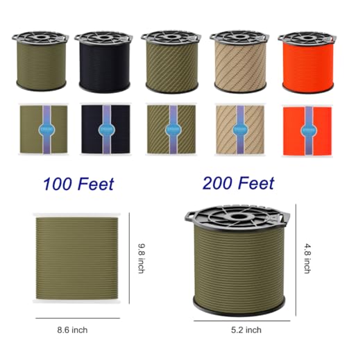 850lb Heavy Duty Paracord Rope - 100ft Genuine Nylon - Green
