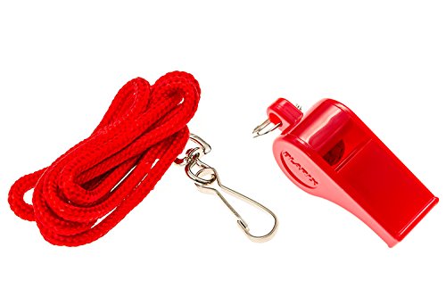 Ultra Loud Lifeguard Pea Whistle with Soft Lanyard - Red