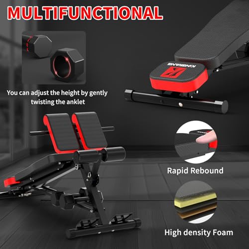 Weight Bench with Roman Chair - 1000LBS Capacity, Adjustable, Black