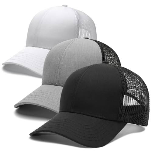 FURTALK Mens Trucker Hat Structured Mesh Baseball Cap Adjustable Black Grey White
