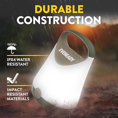 Eveready 2-Pack LED Camping Lanterns Super Bright Water-Resistant, Green/Tan