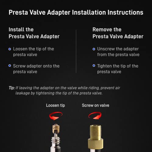 Presta Valve Adapter - Convert Presta to Schrader - Red