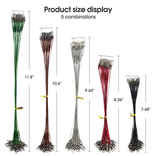 Heavy Duty Stainless Steel Fishing Wire Leaders - 100pcs 7in/8in/9in/10in/11in (31LB)