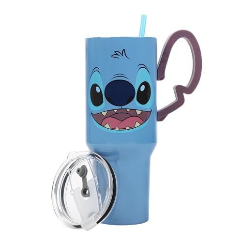 Disney Stitch 40 Oz Stainless Steel Tumbler with Sculpted Ears Handle - Blue, Bioworld