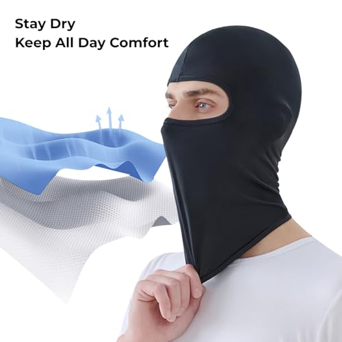 Balaclava Summer Cooling Face Mask - Lightweight UV Protection - Black
