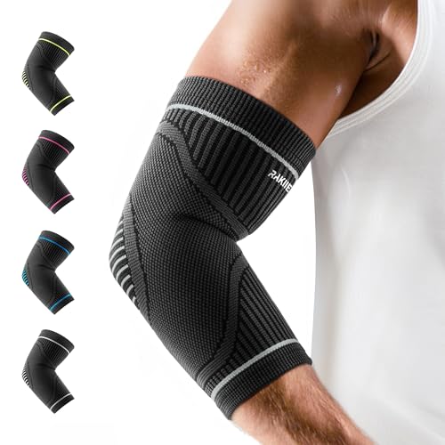 Elbow Brace Compression Sleeve - Grey, Large, Support for Tendonitis & Pain Relief