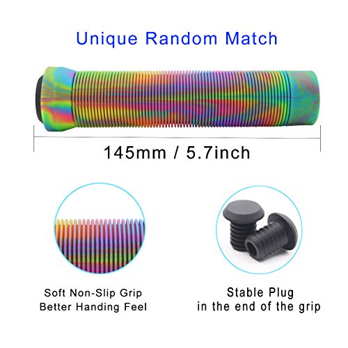 Soft Rubber Bike Handlebar Grips - Non-Slip for Scooters & BMX - U-Rainbow