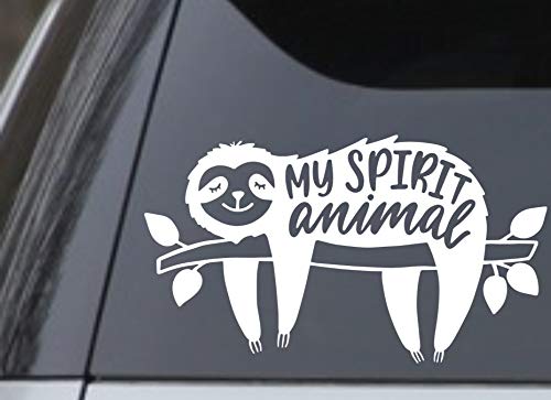 Sloth Spirit Animal Vinyl Decal - 7.5-inch White Outdoor Sticker
