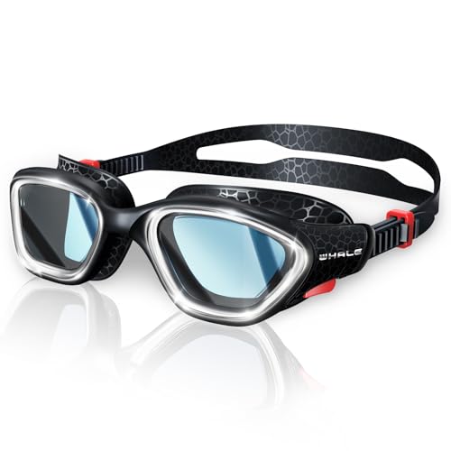 Whale Black Swim Goggles – HD Anti-Fog, UV Protection, Wide-Angle View, Unisex