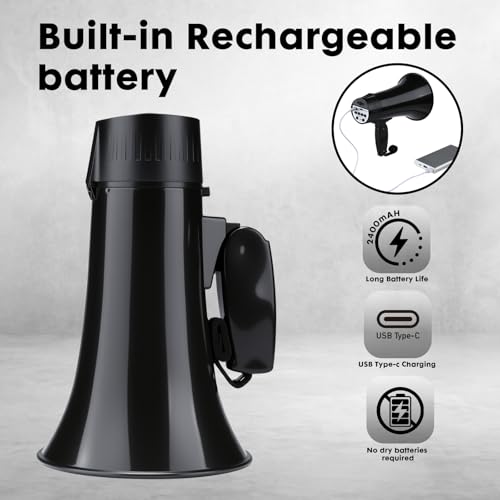 Rechargeable 20W Megaphone Bullhorn with Siren & Recording