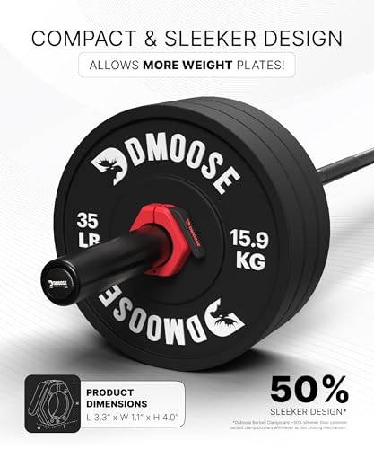 DMoose Fitness Magnetic Red 2-Inch Barbell Clips - Quick Release Collars, Secure Fit, Anti Slip Grip