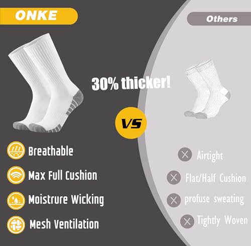ONKE Seamless Athletic Work Socks for Men Heavy Duty Boot Max Cushion