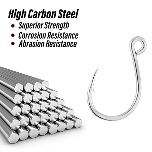 30 Pack Inline Fishing Hooks - High Carbon Steel Replacement Hooks for Hard Lures #1/0