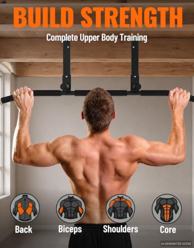 Joist Mount Pull Up Bar - Heavy Duty Steel, Max 440lbs, Standard Grip