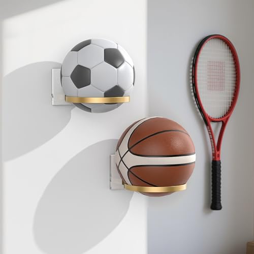 Wall-Mounted Ball Holder for Basketball, Soccer, Football & Volleyball