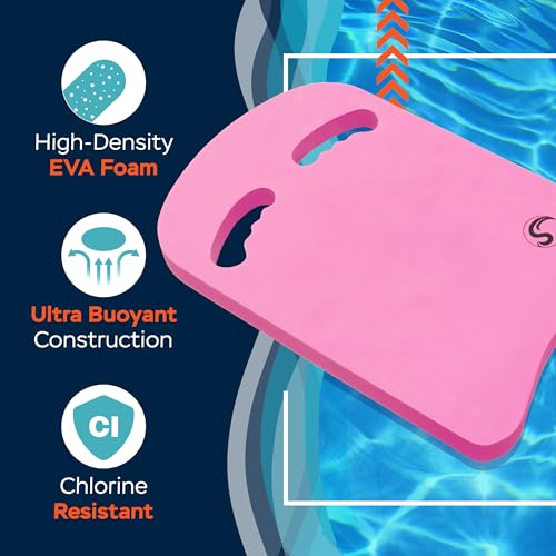Ergo Pink Sunlite Sports Swimming Kickboard - One Size, Training Aid for Kids & Adults