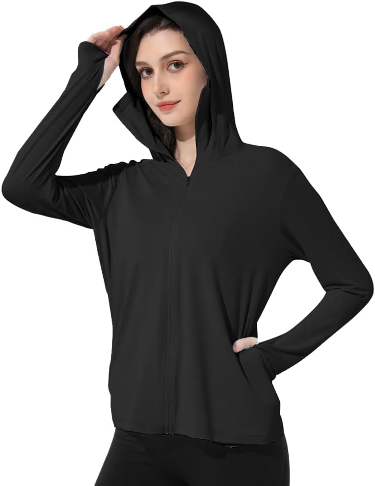 Mingyuezai Women's Lightweight Hooded Sun Protection Jacket | UPF 50+ Long Sleeve for Hiking