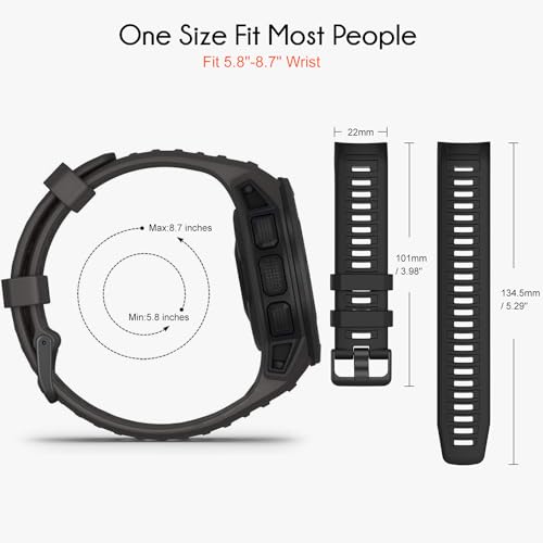 Soft Silicone Replacement Band for Garmin Instinct - Black