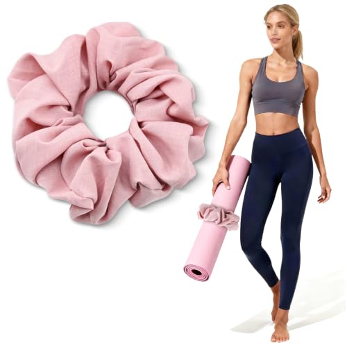 Yoga Mat Scrunchie - Durable Elastic Holder for Standard Mats - Pink